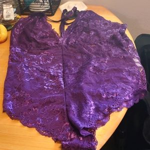 Size large purple lace lingerie.